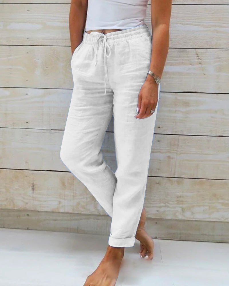 Monika | Pantalon élastique en coton et polyester