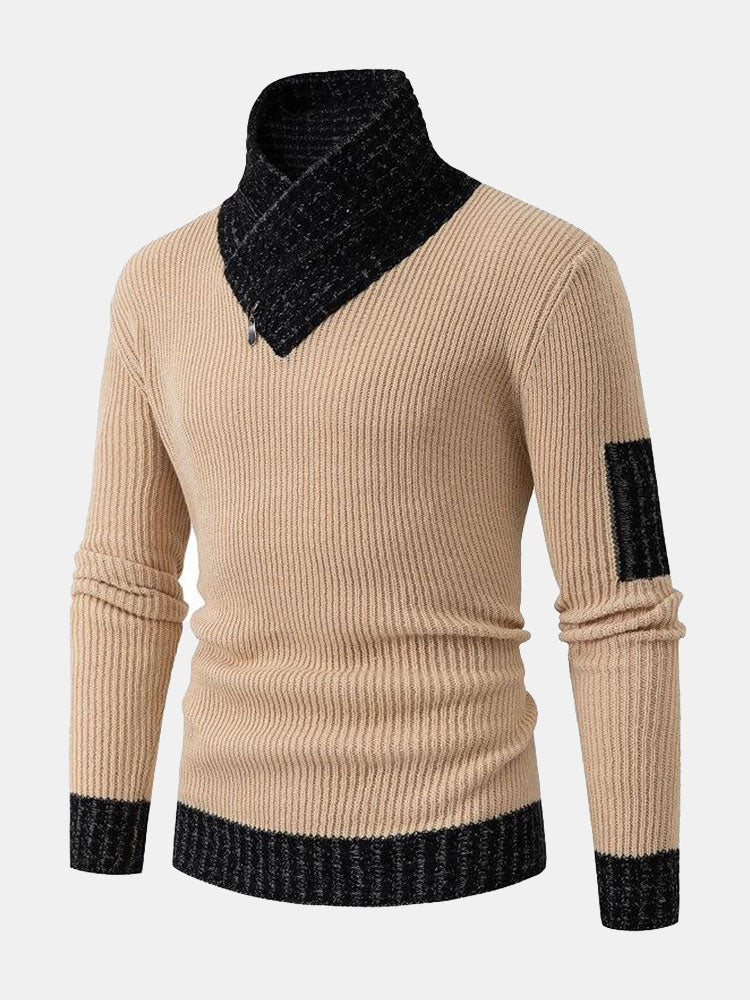 Contrast Turtleneck Sweater