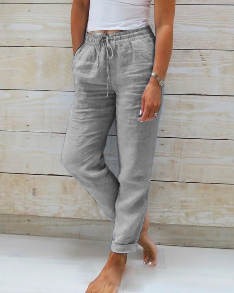 Monika | Pantalon élastique en coton et polyester