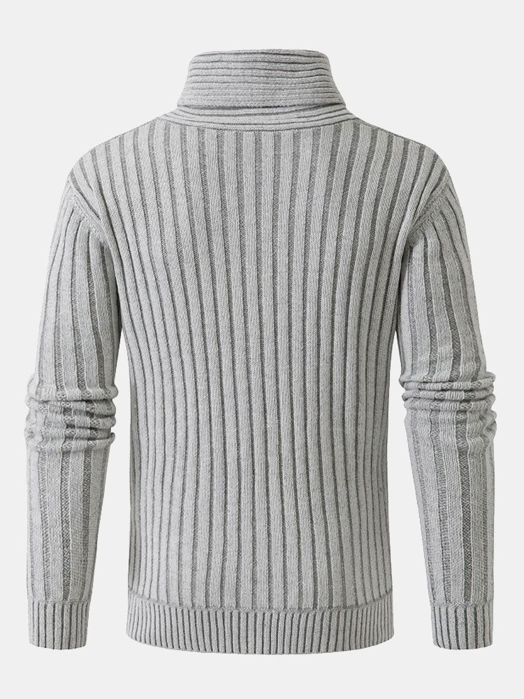 Jacquard Horn Button Turtleneck Sweater