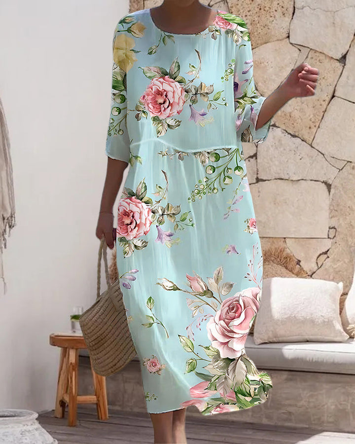 Miranda | Robe florale élégante avec protection du ventre