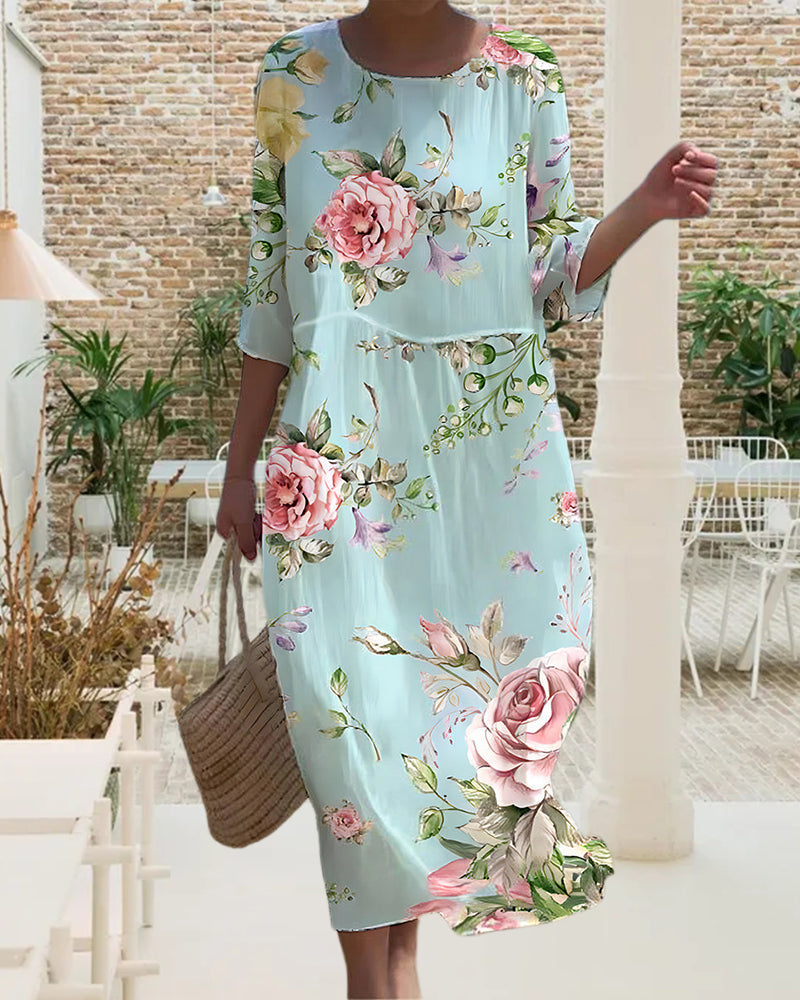 Miranda | Robe florale élégante avec protection du ventre