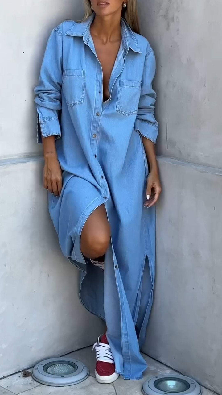 Dominique - Robe en jean à manches longues