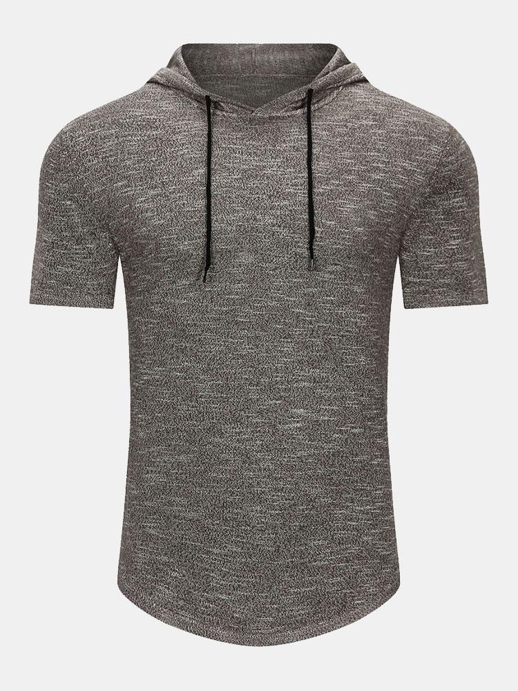 Slim Fit Knit Hooded T-Shirt