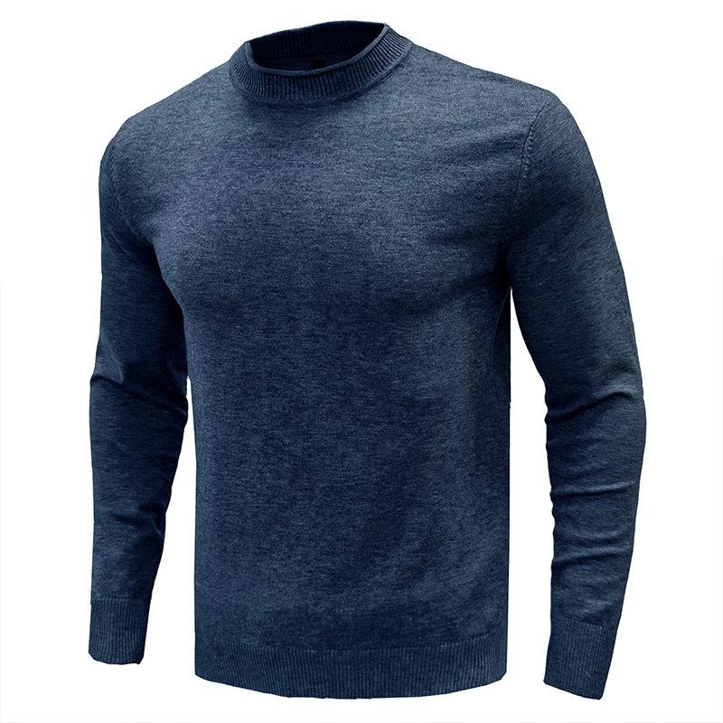 Men's Solid Round Neck Casual Sweater