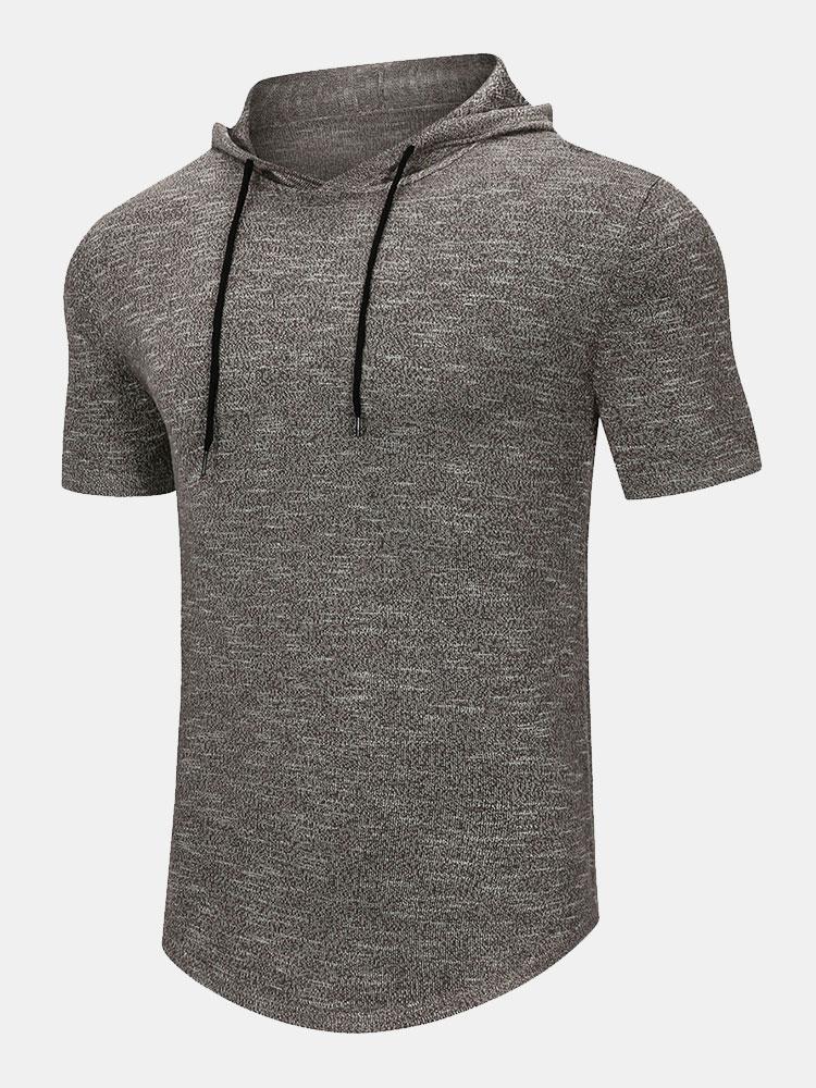 Slim Fit Knit Hooded T-Shirt