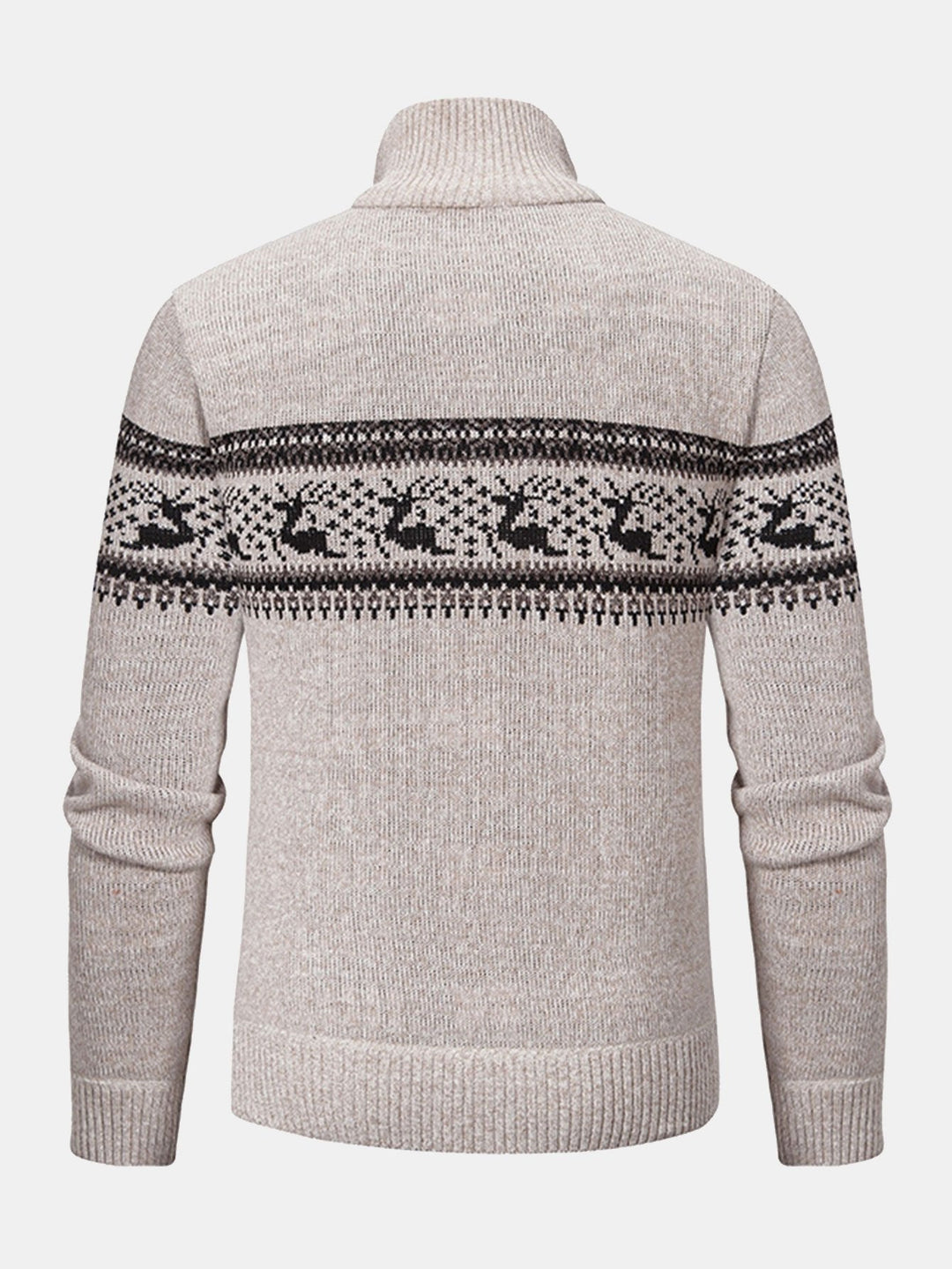 Elk Print Quarter Zip Sweater