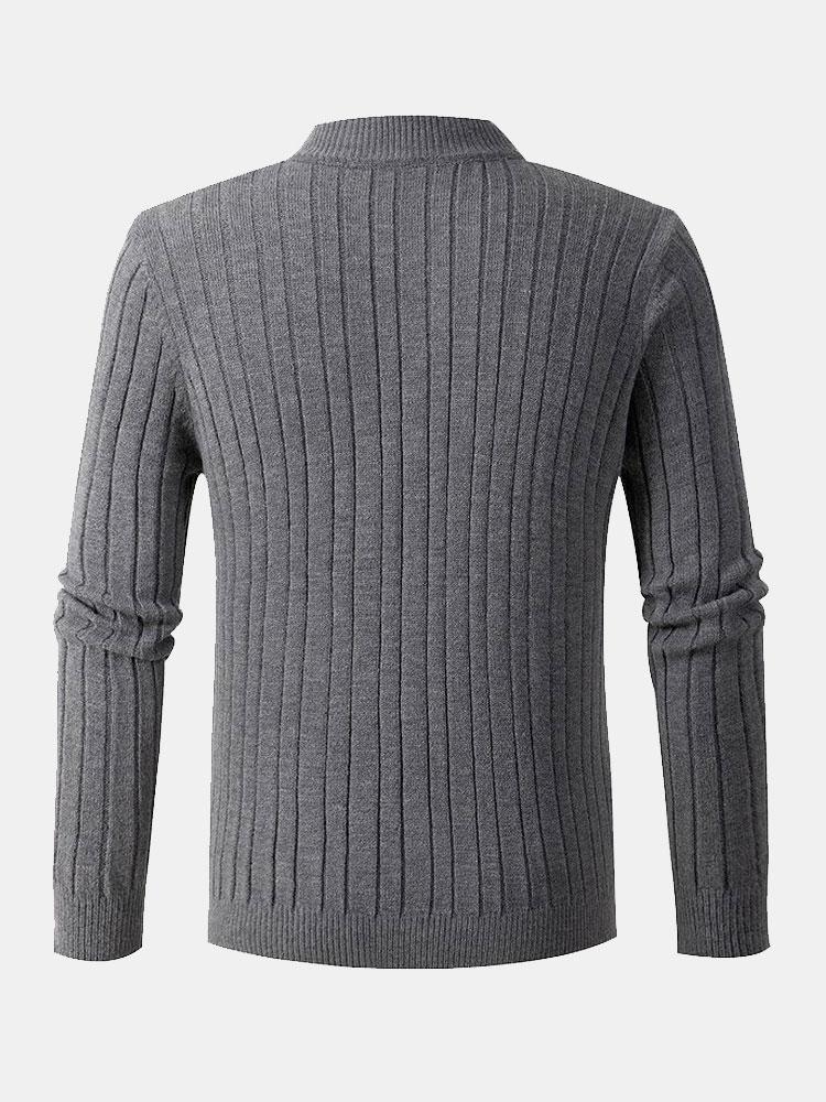 Braided Mock Neck Quarter Zip Sweater