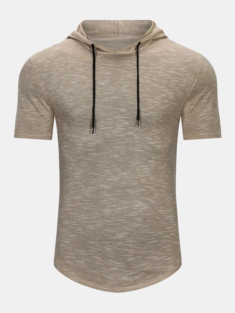 Slim Fit Knit Hooded T-Shirt