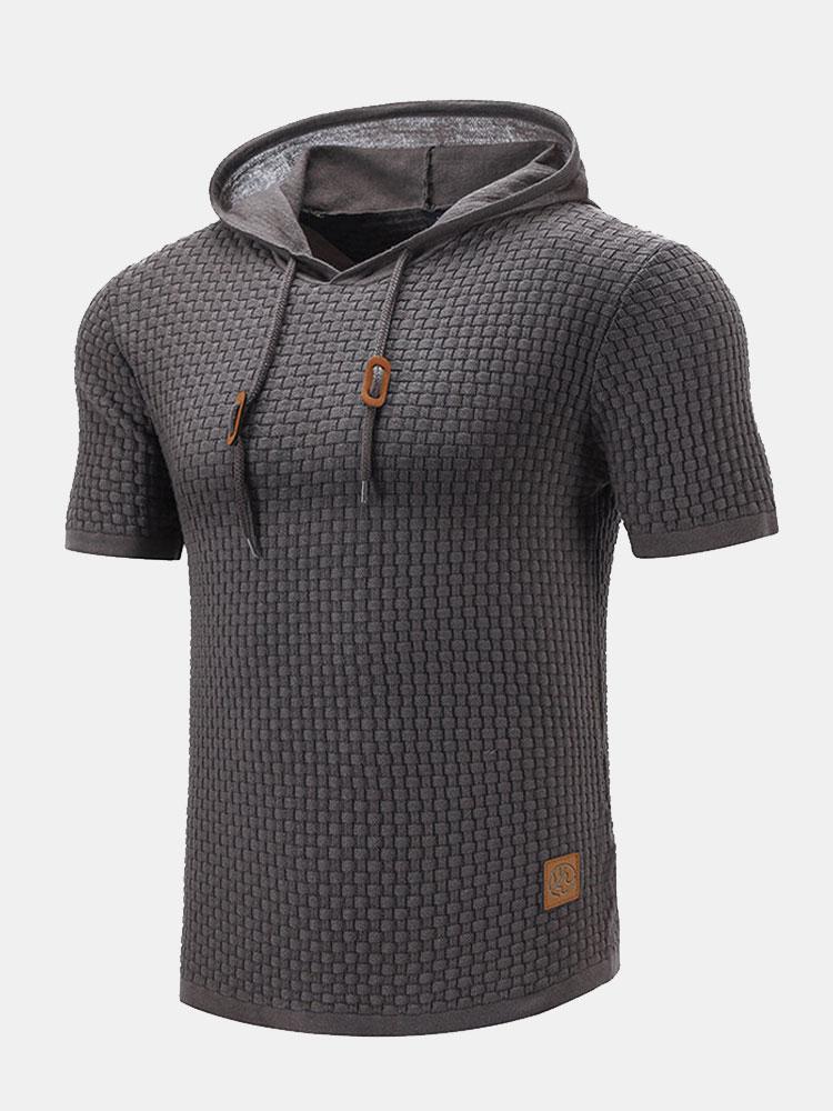 Slim Fit Short Sleeve Knit Hooded Sweater