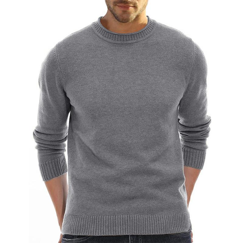 Men's Solid Round Neck Casual Sweater